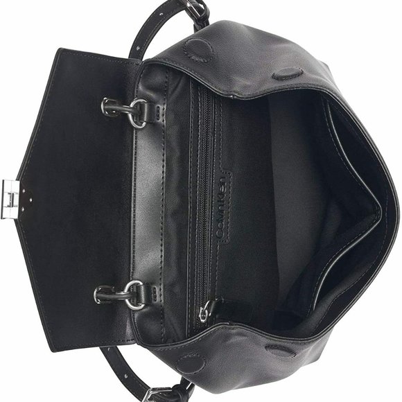 Calvin Klein Leather Statement Backpack Black NWT
